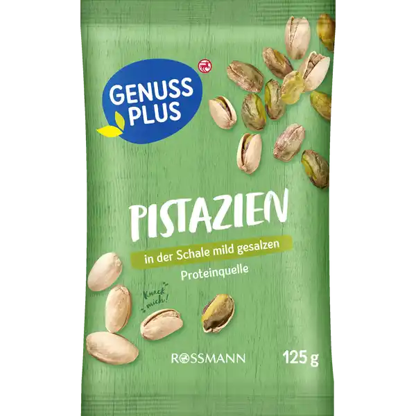 GENUSS PLUS Pistazien: Цвет: Produktbeschreibung und details Schonend gerstete Proteinquelle Pistazien werden vom Baum geschttelt mild gesalzen und gerstet damit sie dir als leckerer Snack mit vielen ungesttigten Fettsuren dienen knnen Und wusstest du dass die Pistazie auch grne Mandel genannt wird  und der Baum mit dem der Cashew und der Mangofrucht verwandt ist in der Schale mild gesalzen Proteinquelle glutenfrei laktosefrei vegan Von Natur aus vegan glutenfrei und laktosefrei Laktosegehalt unter  gg Lebensmittelunternehmer Name Dirk Rossmann GmbH Adresse Isernhgener Str   Burgwedel Germany wwwrossmannde      Testurteile Qualittssiegel ampamp Verbandszeichen Rechtlich vorgeschriebene Produktbezeichnung Pistazien Zutaten PISTAZIEN  Meersalz Kann Spuren von weiteren SCHALENFRCHTEN und ERDNSSEN enthalten Nhrwerte Durchschnittliche Nhrwertangaben pro  g pro  Portion  Portion  g Energie  kj   kcal  kj   kcal Fett  g  g davon  gesttigte Fettsuren  g  g  einfach ungesttigte Fettsuren  g  g  mehrfach ungesttigte Fettsuren  g  g Kohlenhydrate  g  g davon  Zucker  g  g Eiwei  g  g Salz  g  g Gebrauch Aufbewahrung und Verwendung Aufbewahrungs und Verwendungsbedingungen Trocken und vor Wrme geschtzt lagern Auch wenn ich unter Schutzatmosphre verpackt bin Rei mich auf verschlie mich gut und knabbere alles innerhalb weniger Tage auf Warnhinweise und wichtige Hinweise Warnhinweise Nsse knnen in die Atemwege von Kleinkindern gelangen Genie unsere feinen Pistazien im Rahmen einer abwechslungsreichen und ausgewogenen Ernhrung sowie einer gesunden Lebensweise
https://www.rossmann.de/de/lebensmittel-genuss-plus-pistazien/p/4305615839387