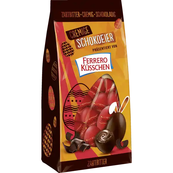 Ferrero Ksschen Cremige Schokoeier Zartbitter: Цвет: Produktbeschreibung und details Zartschmelzender Genuss fr die Feiertage Ferrero Ksschen Cremige Schokoeier Zartbitter sind ein echter Gaumenstreichler beim Osterfest Die feinen Eier bestehen aus bester Zartbitterschokolade und sind mit einer aromatischen Kakaocreme gefllt Lebensmittelunternehmer Name Ferrero Adresse D Frankfurt am Main UrsprungslandHerkunftsort EU Rechtlich vorgeschriebene Produktbezeichnung Gefllte Halbbitterschokoladeneier mit Kakaocreme   Zutaten Halbbitterschokolade  Zucker Kakaomasse Emulgator Lecithine  SOJA  Vanillin Palml fettarmer Kakao  Zucker SSSMOLKENPULVER  Emulgator Lecithine  SOJA  Vanillin Kann GLUTEN  EIER  MANDELN  HASELNSSE  WALNSSE  KASCHUNSSE  PECANNSSE  PARANSSE  PISTAZIEN und MACADAMIANSSE enthalten Nhrwerte Durchschnittliche Nhrwertangaben pro  g Energie  kj   kcal Fett  g davon  gesttigte Fettsuren  g Kohlenhydrate  g davon  Zucker  g Eiwei  g Salz  g Gebrauch Aufbewahrung und Verwendung Aufbewahrungs und Verwendungsbedingungen Khl und trocken aufbewahren
https://www.rossmann.de/de/lebensmittel-ferrero-kuesschen-cremige-schokoeier-zartbitter/p/8000500350270