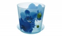 КАШПО Деко 2,4л D160мм Деко М3106 орхидея голубая , с подставкой /36шт: 
