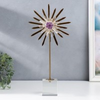 Сувенир интерьерный стекло, кварц "Солнечный цветок из горного хрусталя" 42х8х20 см: 