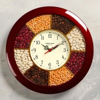Часы настенные, серия: Кухня, "Специи", d-29 см, бордовый обод: 