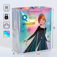 Пакет голография, горизонтальный, 25 х 21 х 10 см "Queen of Arendelle", Холодное сердце: 