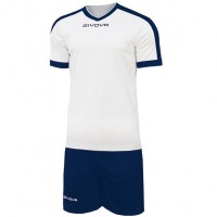 Givova Kit Revolution Football Jersey with Shorts white navy: Цвет: Brand: Givova Material: 100% polyester Brand logo embroidered in the middle of the chest and on the right leg Set consists of Jersey and Shorts Short sleeve V-neck Elastic waistband with inside drawstring Shorts without inner lining contrasting design regular fit comfortable to wear New, with label &amp; original packaging
https://www.sportspar.com/givova-kit-revolution-football-jersey-with-shorts-white-navy