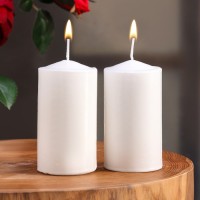 Набор свечей цилиндров, 5х10 см, 2 шт, белая: 