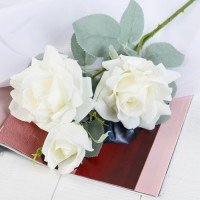 Цветы искусственные "Роза Терция" 12х60 см, белый: 
