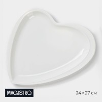 Блюдо фарфоровое Magistro «Сердце», 24?27?3 см, цвет белый: Цвет: Посуда торговой марки Magistro — безошибочный выбор для сервировки стола. Предметы серии выполнены из качественного фарфора с высоким содержанием каолина и покрыты нежно-белой глазурью.</p>Такую посуду можно использовать для оформления стола в стилях:</p><ul class="round"><li>прованс;</li><li>экостиль;</li><li>кантри;</li><li>шебби-шик;</li><li>минимализм</li></ul>Посуду Magistro можно использовать в профессиональной сфере: кафе, ресторанах, барах и других заведениях общественного питания.</p>Подходит для мойки в посудомоечных машинах.</p>
: Magistro
: Китай
