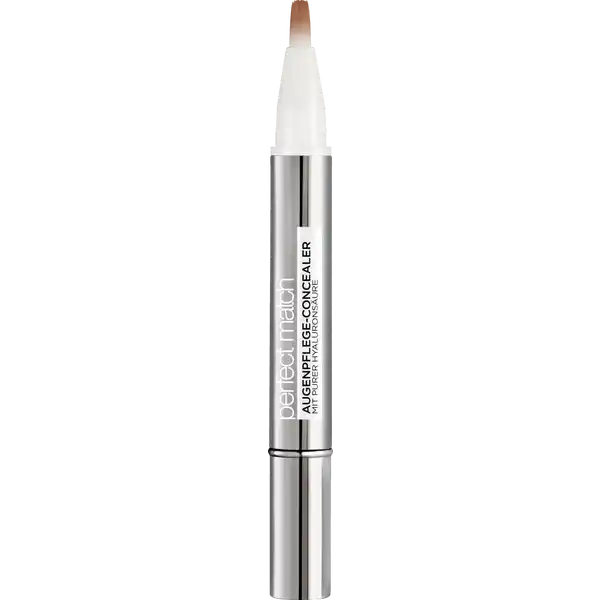 LOral Paris Perfect Match AugenpflegeConcealer D Golden Honey: Цвет: Produktbeschreibung und details Der Pflegekick fr strahlende Augen Der Perfect Match AugenpflegeConcealer von LOral Paris kombiniert reichhaltige Pflege mit dem schmeichelnden Effekt eines Concealers Die Formel mit pflegenden Inhaltsstoffen wie purer Hyaluronsure und Vitamin C versorgt die Haut intensiv mit Feuchtigkeit wodurch die Augenpartie ebenmiger wirkt Erste Ergebnisse sind bereits nach  Wochen sichtbar Lichtreflektierende Mineralpigmente hellen den Teint optisch auf decken Augenringe zuverlssig ab kaschieren Hautunreinheiten und geben der Haut ein sofortiges und natrliches Strahlen Der feine PinselApplikator ermglicht einen przisen Auftrag Kontaktdaten LORAL Deutschland GmbH  Geschftsbereich LOral Paris Johannstrae   Dsseldorf UrsprungslandHerkunftsort Frankreich Anwendung und Gebrauch Eine kleine Menge des Concealers unter dem Auge von innen nach auen auftragen Anschlieend die Textur vorsichtig und ohne Druck sanft in die Haut einklopfen und verblenden Gebrauch Aufbewahrung und Verwendung Aufbewahrungs und Verwendungsbedingungen Khl und trocken lagern Inhaltsstoffe AQUA  WATER  GLYCERIN  CAPRYLYL METHICONE  PROPANEDIOL  DIMETHICONE  PENTYLENE GLYCOL  DIMETHICONEPEG CROSSPOLYMER  ALCOHOL DENAT  SODIUM HYALURONATE  SODIUM CHLORIDE  TRIETHOXYSILYLETHYL POLYDIMETHYLSILOXYETHYL DIMETHICONE  ISOPROPYL TITANIUM TRIISOSTEARATE  PHENOXYETHANOL  ALUMINA  ASCORBYL GLUCOSIDE  CAPRYLYL GLYCOL  TRISODIUM ETHYLENEDIAMINE DISUCCINATE  DIPROPYLENE GLYCOL  SODIUM CITRATE  TOCOPHEROL   MAY CONTAIN CI   TITANIUM DIOXIDE  CI  CI  CI   IRON OXIDES  CI   BISMUTH OXYCHLORIDE  MICA FIL B
https://www.rossmann.de/de/make-up-loreal-paris-perfect-match-augenpflege-concealer-75-9d-golden-honey/p/3600523918584