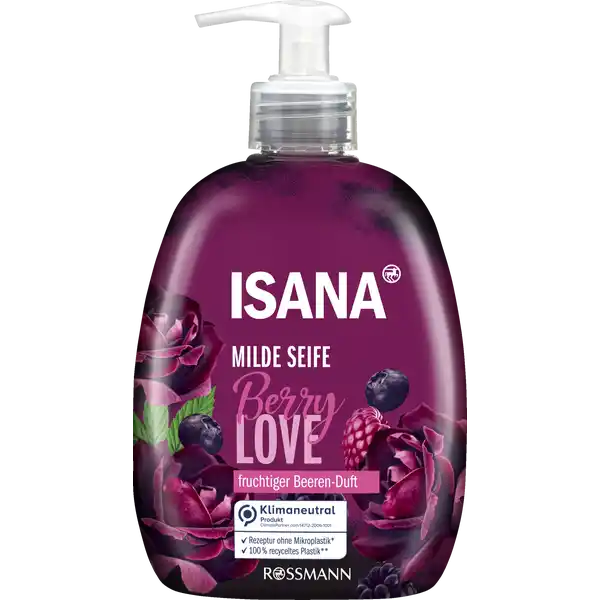 ISANA Milde Seife Berry Love Spender: Цвет: Produktbeschreibung und details ISANA MILDE SEIFE BERRY LOVE mit ausgesuchten Waschsubstanzen und einem natrlichen hautverwandten Pflegelipid schtzt und pflegt Ihre Haut beim Hndewaschen Der enthaltene SoftpflegeKomplex hlt Ihre Hnde zart und geschmeidig und verwhnt mit dem fruchtigen Duft nach Himbeere Brombeere und Vanille Hautvertrglichkeit dermatologisch besttigt und pHhautneutral Diese Rezeptur ist zu  ohne Mikroplastik Weiterfhrende Informationen zum Thema Klimaneutralitt finden Sie unter rossmanndeklimaneutral und unter climatepartnercom Kontaktdaten Dirk Rossmann GmbH Isernhgener Strae   Burgwedel wwwrossmannde   UrsprungslandHerkunftsort Deutschland Testurteile Qualittssiegel ampamp Verbandszeichen Inhaltsstoffe Aqua Sodium Laureth Sulfate Cocamidopropyl Betaine Sodium Chloride CocoGlucoside Glyceryl Oleate Parfum Tocopherol Hydrogenated Vegetable Glycerides Citrate Sodium Lactate Sodium Sulfate Citric Acid Sodium Benzoate CI  CI
https://www.rossmann.de/de/pflege-und-duft-isana-milde-seife-berry-love-spender/p/4305615776767