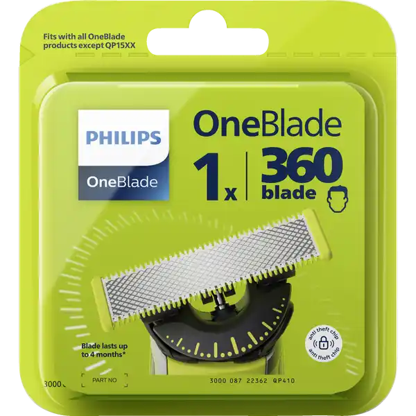 PHILIPS OneBlade Rasierklinge 360 Grad: Цвет: Produktbeschreibung und details Schwere Stellen leicht erreichen Jede Klinge hlt bis zu vier Monate Nass und trocken Passt auf alle OneBlade Gerte auer QPxx Fr das beste Rasurergebnis basierend auf zwei Anwendungen pro Woche Resultate knnen variieren Kontaktdaten Philips Consumer Lifestyle BV Tussendiepen   AD Drachten The Nederlands wwwphilipscom
https://www.rossmann.de/de/pflege-und-duft-philips-oneblade-rasierklinge-360-grad/p/8710103997122