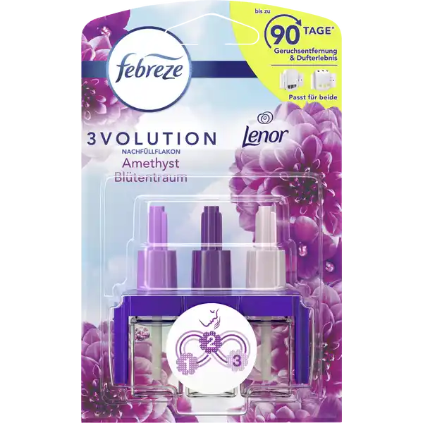 febreze Volution Lenor Amethyst Bltentraum Nachfllflakon: Цвет: Produktbeschreibung und details Der Febreze Volution Amethyst Bltentraum Duftstecker befreit die Luft kontinuierlich von Gerchen und wechselt zwischen  sich ergnzenden Dften fr lang anhaltende Frische bis zu  Tage Erleben Sie die angenehme Intensitt von Amethyst Bltentraum die sich im Raum verteilt und ihn mit Duft erfllt Amethyst Bltentraumquot schafft ein warmes einladendes Ambiente in Ihrem Zuhause Lassen Sie sich von einem Gefhl der Ruhe vereinnahmen wenn dieser sanfte Duft den Raum erfllt Bei anderen Duftsteckern gewhnt sich die Nase schnell an den stets gleichen Duft und wird geruchsblindquot so dass der Duft nach einiger Zeit gar nicht mehr wahrgenommen wird Der Febreze Volution Duftstecker lst dieses Problem da er alle  Minuten automatisch zwischen  sich ergnzenden hochwertigen Dften wechselt und damit ein kontinuierliches Frischeerlebnis schafft Verwenden Sie den Febreze Volution Nachfllflakon mit dem Febreze Volution Duftstecker um Ihrem Zuhause einen frischen Duft zu verleihen den Sie Tag fr Tag und Woche fr Woche wahrnehmen Mit dem regulierbaren Duftstecker knnen Sie die Duftintensitt so einstellen wie es Ihnen angenehm erscheint Damit schaffen Sie ein frisches Ambiente das Sie  Tage lang genieen knnen Erleben Sie die Frische und probieren Sie auch die anderen Febreze Produkte mit der einzigartigen Technologie zur Geruchsentfernung aus z B Febreze Textilerfrischer sowie Luft und Auto Lufterfrischer Febreze Duftstecker entfernt Gerche und wechselt zwischen  sich gegenseitig ergnzenden Dften fr eine lang anhaltende Frische hlt bis zu  Tage bei h Verwendung pro Tag auf niedriger Intensittsstufe Amethyst Bltentraumquot schafft ein warmes einladendes Ambiente in Ihrem Zuhause Volution wechselt alle  Minuten zwischen sich gegenseitig ergnzenden Dften fr wahrnehmbare Frische regulierbare Duftintensitt bei h Verwendung pro Tag auf niedriger Intensittsstufe Kontaktdaten Procter ampamp Gamble International Operations SA  route de SaintGeorges  PetitLancy Switzerland wwwfebrezede  UrsprungslandHerkunftsort Spanien Anwendung und Gebrauch Nachfller immer aufrecht halten Nur wie beschrieben verwenden Kappe vom Nachfller entfernen In die Steckdose stecken Flakons mssen nach unten zeigen ber dem Diffusor  cm Abstand halten Den Nachfller ersetzen wenn er leer ist Inhaltsstoffe DimethylCyclohexene Carboxaldehyde Linalool Amyl Cinnamal Limonene Pentamethylheptenone Allyl Cyclohexylpropionate Citronellol Linalyl Acetate Ethyl Methylphenylglycidate Tetramethyl Acetyloctahydronaphthalenes DeltaDamascone Ethyl  Dimethylhydrocinnamal Methyl Cinnamate Geraniol Benzyl Salicylate HIndeneArPropanal Methylcinnamic Aldehyde DihydroDimethyl Heliotropine AlphaIsomethyl Ionone Nerol Veratraldehyde Hydroxyisohexyl Cyclohexene Carboxaldehyde Eugenol Dihydro Pentamethylindanone Lauraldehyde Maltol Isobutyrate  DimethylOctenylOxyAcetaldehyde Dimethylhydroxy Furanone Warnhinweise und wichtige Hinweise Warnhinweise ACHTUNG Verursacht Hautreizungen Verursacht schwere Augenreizung Kann allergische Hautreaktionen verursachen Giftig fr Wasserorganismen mit langfristiger Wirkung Darf nicht in die Hnde von Kindern gelangen BEI BERHRUNG MIT DER HAUT Mit viel Wasser waschen BEI KONTAKT MIT DEN AUGEN Einige Minuten lang behutsam mit Wasser splen Bei Unwohlsein GIFTINFORMATIONSZENTRUMArzt anrufen Wichtige Sicherheitsinformation Harte Schlge vermeiden Falls der Duftstecker ausfllt oder beschdigt ist sollte er aus der Steckdose entfernt werden Das Gert nicht ffnen Um das Gert zu reinigen herausziehen und mit trockenem Tuch reinigen Bewahren Sie diese Verpackung zur spteren Bezugnahme auf Nichtmit nassen Hnden odermetallischen Gegenstnden berhren Flasche nichtmit Flssigkeiten fllen Gert nicht abdecken oder bermalen Nicht auf oder in der Nhe von polierten lackierten Oberflchen oder Kunststoffoberflchen platzieren Nicht in engen Rumen benutzen Ausgelaufenes Produkt sofort aufwischen ber Nacht aus der Steckdose nehmen und aufrecht aufbewahren berprfen Sie das Gert regelmig Da das Gert mit Wrme arbeitet wird es im normalen Betrieb etwas warm Bei bermiger Erwrmung des Gertes ungewhnlich intensivemGeruch oder Rauchentwicklung sofort aus der Steckdose ziehen Personen die auf Duftstoffe empfindlich reagieren sollten dieses Produkt mit Vorsicht verwenden Nach Anwendung Raum lften
https://www.rossmann.de/de/haushalt-febreze-3volution-lenor-amethyst-bluetentraum-nachfuellflakon/p/8006540232040