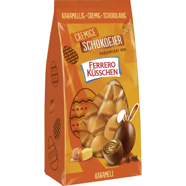 Ferrero Cremige Schokoeier Karamell: Цвет: Produktbeschreibung und details Hchster Genuss mit zartschmelzendem Kern Ferrero Ksschen Cremige Schokoeier Karamell sind ein echtes Highlight fr Ihr Osterfest Die kstlichen Eier bestehen aus bester Milchschokolade und sind mit einer vollmundigen Karamellcreme gefllt Ein ser Genuss den jeder gerne im Osternest findet Lebensmittelunternehmer Name Ferrero Adresse D Frankfurt am Main UrsprungslandHerkunftsort EU Rechtlich vorgeschriebene Produktbezeichnung Gefllte Vollmilchschokoladeneier mit MilchKaramellcreme   Zutaten VOLLMILCHSCHOKOLADE   Zucker VOLLMILCHPULVER  Kakaobutter Kakaomasse Emulgator Lecithine  SOJA  Vanillin Zucker Palml MAGERMILCHPULVER  Karamellpulver   karamellisierter Zucker Maltodextrin BUTTERREINFETT  Kakaomasse Aromen Kakaobutter Emulgator Lecithine  SOJA  Kann GLUTEN  EIER  MANDELN  HASELNSSE  WALNSSE  KASCHUNSSE  PECANSSE  PARANSSE  PISTAZIEN  MACADAMIANSSE enthalten Nhrwerte Durchschnittliche Nhrwertangaben pro  g Energie  kj   kcal Fett  g davon  gesttigte Fettsuren  g Kohlenhydrate  g davon  Zucker  g Eiwei  g Salz  g Gebrauch Aufbewahrung und Verwendung Aufbewahrungs und Verwendungsbedingungen Khl und trocken aufbewahren
https://www.rossmann.de/de/lebensmittel-ferrero-cremige-schokoeier-karamell/p/8000500373644