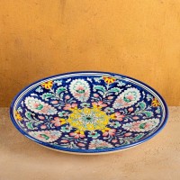 Ляган Риштанская Керамика "Цветы", 32 см, синий: 