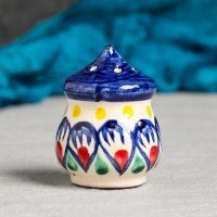 Солонка Риштанская керамика, синяя роспись: 