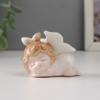 Сувенир керамика "Малышка-ангел с бантиком спит" 6х4х5 см: 