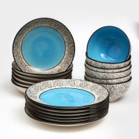 Набор керамической посуды "Восточный", 18 предметов: 6 шт-20 см, 6 шт-25 см, 6 шт-15 см, 700 мл , синий, 1 сорт, Иран: Цвет: Набор керамической посуды для тех, кто ценит качество и красоту.<h3>Посуда имеет ряд преимуществ:</h3><ul><li>выполнена из высококачественной керамики, что обеспечивает прочность и долговечность;керамика является экологически чистым материалом, не содержит вредных веществ;легко моется;форма тарелки позволяет красиво оформить блюда и сделать подачу более привлекательной.</li></ul><h3>Эксплуатация:</h3><ul><li>керамическую посуду можно использовать только для запекания блюда в печи, духовке. На открытый огонь (газовую, электрическую плиту с конфорками) ее ставить нельзя;нельзя подвергать керамическую посуду резким перепадам температуры (например, ставить керамический горшочек с помещенными внутрь продуктами для приготовления в раскаленную духовку);для мытья рекомендуется использовать горячую воду, пищевую соду или мягкие моющие средства;перед первым использованием керамическую посуду рекомендуется замочить в прохладной воде. Вода должна покрывать изделие целиком.</li></ul>
: Керамика ручной работы
: Иран
