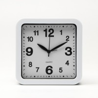Часы - будильник настольные "Классика", с подвесом, дискретный ход, d-12.5 см, 15 х 15 см, АА: 