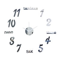 Часы-наклейка, серия: DIY, "Эмин", d-50 см, сек.стрелка 13 см, цифры 7.5 х 5 см, АА, серебро: 