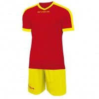 Givova Kit Revolution Football Jersey with Shorts red yellow: Цвет: Brand: Givova Material: 100% polyester Brand logo embroidered in the middle of the chest and on the right leg Set consists of Jersey and Shorts Short sleeve V-neck Elastic waistband with inside drawstring Shorts without inner lining contrasting design regular fit comfortable to wear New, with label &amp; original packaging
https://www.sportspar.com/givova-kit-revolution-football-jersey-with-shorts-red-yellow
