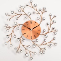 Часы настенные, серия: Ажур, "Цветы сакуры", плавный ход, d-38 см, циферблат 13 см: 