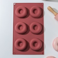Форма силиконовая для выпечки Доляна «Сладости.Пончики», 29?17 см, 6 ячеек, d=6,8 см, цвет МИКС: 
