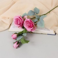 Цветы искусственные "Роза кустовая" 67 см, ярко-розовый: 