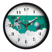 Детские настенные часы "Космонавт", плавный ход, d-30 см: 