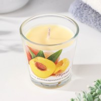 Свеча ароматическая в стакане "Персик", 6,5х6,5 см, 10 ч, 165 г, желтая: 