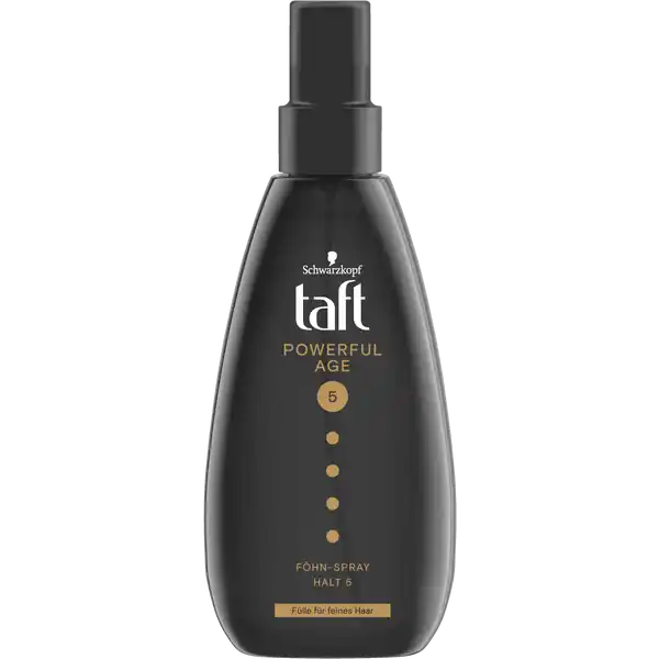 Schwarzkopf Taft FhnSpray Powerful Age Haltegrad   sehr starker Halt: Цвет: Produktbeschreibung und details Das Taft Powerful Age FhnSpray gibt Ihnen sichtbar mehr Flle insbesondere bei feinem und dnner werdendem Haar Es gibt Ihnen ein Gefhl von verdicktem Haar Fr bis zu  Stunden langanhaltende Kontrolle ohne zu verkleben Dieses FhnSpray hilft Ihr Haar vor dem Austrocknen zu schtzen ohne es zu beschweren Es gibt Ihnen auch bei Feuchtigkeit und Wind Kontrolle ber Ihr Styling und lsst sich leicht ausbrsten Taft FhnSprays verwenden vegane Formeln und sind frei von tierischen Inhaltsstoffen krftiges Haar ampamp sichtbar mehr Flle Haltegrad  bis zu  h Halt ohne zu verkleben hilft das Haar vor dem Austrocknen zu schtzen hilft die Frisur vor Feuchtigkeit ampamp Wind zu schtzen ohne Rckstnde ohne zu beschweren Kontaktdaten Schwarzkopf ampamp Henkel a division of Henkel AG ampamp Co KGaA D Dsseldorf     UrsprungslandHerkunftsort Ungarn Anwendung und Gebrauch Im handtuchtrockenen Haar vom Ansatz bis in die Spitzen verteilen Haare trocken fhnen und stylen Inhaltsstoffe Aqua Water EauAlcohol denatVPVA CopolymerCetrimonium ChlorideParfum FragrancePanthenolSoy Amino AcidsWheat Amino AcidsArginine HClSerineThreonineLactic AcidLinaloolCitronellolGeraniolBenzyl AlcoholSodium BenzoatePotassium Sorbate Warnhinweise und wichtige Hinweise Warnhinweise Entzndbar Nicht in die Augen sprhen
https://www.rossmann.de/de/pflege-und-duft-schwarzkopf-taft-foehn-spray-powerful-age-haltegrad-5---sehr-starker-halt/p/4015100438376