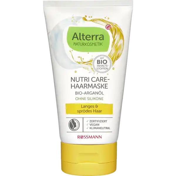 Alterra NATURKOSMETIK Nutri CareHaarmaske BioArganl: Цвет: Produktbeschreibung und details Die Alterra Nutri CareHaarmaske verleiht Ihrem Haar mit BioArganl BioMandell und BioInkanussl intensive Pflege und Geschmeidigkeit fr langes ampamp sprdes Haar mit BioArganl zertifizierte Naturkosmetik Klimaneutral ohne Silikone vegan Weiterfhrende Informationen zum Thema Klimaneutralitt finden Sie unter rossmanndeklimaneutral und unter climatepartnercom Kontaktdaten Dirk Rossmann GmbH Isernhgener Str   Burgwedel wwwrossmannde UrsprungslandHerkunftsort Deutschland Testurteile Qualittssiegel ampamp Verbandszeichen Anwendung und Gebrauch    Mal pro Woche nach dem Waschen in den feuchten Haarlngen und spitzen verteilen und einziehen lassen Alternativ Haare in ein Handtuch wickeln und ein wohltuendes Bad genieen whrend sich die Pflegewirkung entfaltet Die Haarmaske muss nicht ausgesplt werden Inhaltsstoffe Aqua Cetearyl Alcohol Sodium Cetearyl Sulfate Glycerin Betaine CaprylicCapric Triglyceride Helianthus Annuus Hybrid Oil Argania Spinosa Kernel Oil Prunus Amygdalus Dulcis Oil Plukenetia Volubilis Seed Oil Brassicyl Isoleucinate Esylate Caesalpinia Spinosa Gum Brassica Alcohol Hydrolyzed Corn Protein Sodium Benzoate Lactic Acid Hydrolyzed Wheat Protein Hydrolyzed Soy Protein Potassium Sorbate Sodium Sulfate LeuconostocRadish Root Ferment Filtrate Sodium Chloride Tocopherol Parfum Linalool Benzyl Salicylate  ingredients from certified organic agriculture  from natural essential oils
https://www.rossmann.de/de/pflege-und-duft-alterra-naturkosmetik-nutri-care-haarmaske-bio-arganoel/p/4305615875507