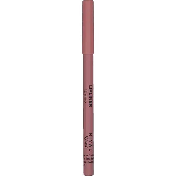 RIVAL loves me Lipliner 12 minx: Цвет: https://www.rossmann.de/de/make-up-rival-loves-me-lipliner-12-minx/p/4305615701523
Produktbeschreibung und details Zur Betonung und Korrektur der Lippenkontur Verhindert das Auslaufen des Lippenstiftes oder Lipglosses Kontaktdaten Dirk Rossmann GmbH Isernhgener Strae   Burgwedel Testurteile Qualittssiegel ampamp Verbandszeichen Inhaltsstoffe C Triglycerides  Mica  Talc  CaprylicCapric Triglyceride  Hydrogenated Vegetable Oil  Tocopherol  Ascorbyl Palmitate  CI   CI   CI