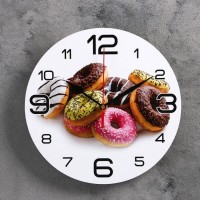 Часы настенные кухонные "Пончики", 24 см: 