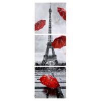 Модульная картина "Дождливый Париж" (3-35х35) 35х105 см: 