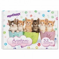 Альбом для рисования, А4, 32 листа, гребень, обложка картон, ЮНЛАНДИЯ, 205х290 мм, "Котики" (1 вид), 105077: Цвет: Альбом для рисования предназначен для детей дошкольного и младшего школьного возраста. Яркая, красочная обложка воспитывает в ребенке чувство прекрасного, доброго. Альбом вдохновит юного художника на прекрасный рисунок.
: ЮНЛАНДИЯ
: Россия
: Школа
: Альбомы и папки
: Альбомы и папки для рисования
Содержит 32 листа плотностью 100 г/м2 формата А4 (205х290 мм). Красочная обложка выполнена из мелованного картона. Скрепление листов осуществляется с помощью евроспирали. Подходит для смешанных техник рисования: красками, карандашами и фломастерами.Данный товар сочетает в себе высокое качество по приемлемой цене.