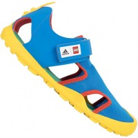 adidas x LEGO® Captain Toey Kids Sandals H67468: Цвет: Brand: adidas Collaboration with LEGO® Upper: synthetic, textile Inner material: textile Sole: rubber Clasp: hook-and-loop fastener Brand logo on the sole and on the hook-and-loop fastener LEGO bricks on the heel Traxion System - TPU outsole construction for better fit (optimal for firm ground) Breathable mesh upper for optimal air circulation EVA technology - flexible, lightweight sole with high cushioning properties stabilized and extended heel area flexible, non-slip sole pleasant wearing comfort NEW, in box &amp; original packaging
https://www.sportspar.com/adidas-x-lego-captain-toey-kids-sandals-h67468