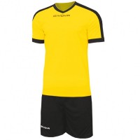Givova Kit Revolution Football Jersey with Shorts yellow black: Цвет: Brand: Givova Material: 100% polyester Brand logo embroidered in the middle of the chest and on the right leg Set consists of Jersey and Shorts Short sleeve V-neck Elastic waistband with inside drawstring Shorts without inner lining contrasting design regular fit comfortable to wear New, with label &amp; original packaging
https://www.sportspar.com/givova-kit-revolution-football-jersey-with-shorts-yellow-black