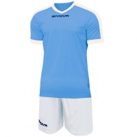 Givova Kit Revolution Football Jersey with Shorts light blue white: Цвет: Brand: Givova Material: 100% polyester Brand logo embroidered in the middle of the chest and on the right leg Set consists of Jersey and Shorts Short sleeve V-neck Elastic waistband with inside drawstring Shorts without inner lining contrasting design regular fit comfortable to wear New, with label &amp; original packaging
https://www.sportspar.com/givova-kit-revolution-football-jersey-with-shorts-light-blue-white