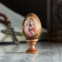 Яйцо сувенирное "Богоматерь Владимирская", на подставке: 