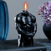 Фигурная свеча "Мужской торс №2" черная, 9см: 