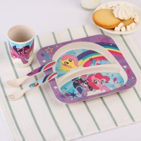 Набор детской бамбуковой посуды, 4 предмета, фиолетовый My Little Pony в пакете: 