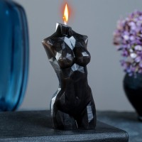 Фигурная свеча "Торс женский хрусталь" черная, 10см: 