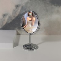 Зеркало на ножке «Овал», двустороннее, с увеличением, зеркальная поверхность 12,5 ? 14 см, цвет серебристый: 