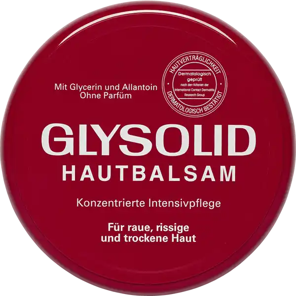 Glysolid Hautbalsam: Цвет: Produktbeschreibung und details Diese bewhrte Intensivpflege bringt schnelle Hilfe bei rauer sprder rissiger und trockener Haut GLYSOLID pflegt schtzt untersttzt die Regeneration der Haut und erhlt die natrliche Hautfeuchtigkeit Bei regelmiger Anwendung wird das Hautbild rasch und nachhaltig verbessert Die Creme ist frei von Duftstoffen Farbstoffen und Konservierungsmitteln Dadurch eignet sie sich auch bestens fr Menschen mit Neigung zu Hautirritationen und Allergien fr raue rissige und trockene Haut konzentrierte Intensivpflege mit Glycerin und Allantoin ohne Parfm Hautvertrglichkeit dermatologisch besttigt Kontaktdaten Burnus GmbH Roesslerstr  D Darmstadt wwwburnusde    UrsprungslandHerkunftsort Deutschland Inhaltsstoffe GLYCERIN AQUA CETEARYL ALCOHOL DECYL OLEATE CETEARETH ALLANTOIN DIMETHICONE SODIUM CETEARYL SULFATE CETEARETH SILICA
https://www.rossmann.de/de/pflege-und-duft-glysolid-hautbalsam/p/4000196001146