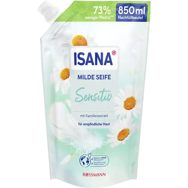 ISANA Milde Seife Sensitiv Nachfllbeutel: Цвет: https://www.rossmann.de/de/pflege-und-duft-isana-milde-seife-sensitiv-nachfuellbeutel/p/4305615901541
Produktbeschreibung und details Die ISANA SEIFEN reinigen Deine Hnde sanft und schenken ein geschmeidiges Hautgefhl  Tag fr Tag Kontaktdaten Dirk Rossmann GmbH Isernhgener Str   Burgwedel wwwrossmannde      UrsprungslandHerkunftsort Deutschland Testurteile Qualittssiegel ampamp Verbandszeichen Inhaltsstoffe Aqua Sodium Laureth Sulfate Cocamidopropyl Betaine Sodium Chloride CocoGlucoside Glyceryl Oleate Chamomilla Recutita Flower Extract Propylene Glycol Bisabolol Parfum Tocopherol Hydrogenated Vegetable Glycerides Citrate Sodium Lactate Citric Acid Sodium Citrate Sodium Benzoate Potassium Sorbate