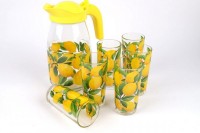 Набор для воды 7 предметов 1607/6-Д Лимоны (кувшин + 6 стаканов): 