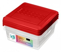 Комплект контейнеров для продуктов "Asti" квадратных 0,5л х 3 шт. (красный): 