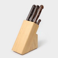 Набор кухонных ножей TRAMONTINA Polywood, 5 предметов: Цвет: <h2>Кухонные ножи TRAMONTINA - качество и удобство использования.</h2><h2>Преимущества:</h2><ul><li>Лезвие отличается прочностью и долговечностью заточки.</li><li>Удобная ручка облегчает хват и предотвращает усталость рук.</li></ul><h2>Эксплуатация:</h2><ul><li>Высококачественные кухонные ножи не рекомендуется мыть в посудомоечной машине. По ряду причин производители ножей рекомендуют исключительно ручную мойку.</li><li>Сразу после использования ножи должны быть вымыты и высушены, в противном случае лезвия ножей могут потемнеть. Если появились небольшие изменения оттенка стали или пятна на лезвии — используйте для очистки только мягкие, не содержащие хлор или абразивы средства.</li><li>Ножи лучше всего хранить отдельно от остальной посуды, так как это поможет избежать возможных повреждений режущей кромки и полотна лезвия от посторонних контактов с твердыми предметами. Не храните ножи в традиционном выдвижном кухонном ящике вперемешку друг с другом! Лучше всего их держать в специальной подставке или на магнитном держателе.</li></ul>
: Tramontina
