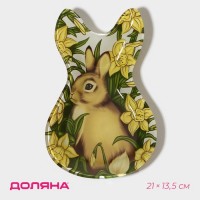 Блюдо стеклянное сервировочное Доляна «Кролик в цветах», 21?13,5?1,8 см: 