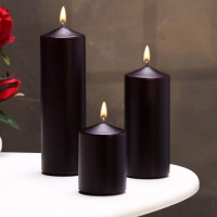 Набор свечей - цилиндров 3в1 (6х14 см, 6х19 см, 6х8,5 см), чёрный: 