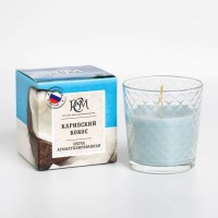 Свеча ароматическая в стакане "Карибский кокос", подарочная упаковка, 8х8,5 см, 30 ч: 