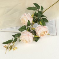 Цветы искусственные "Роза" три бутона, 8х80 см, светло-розовый: 